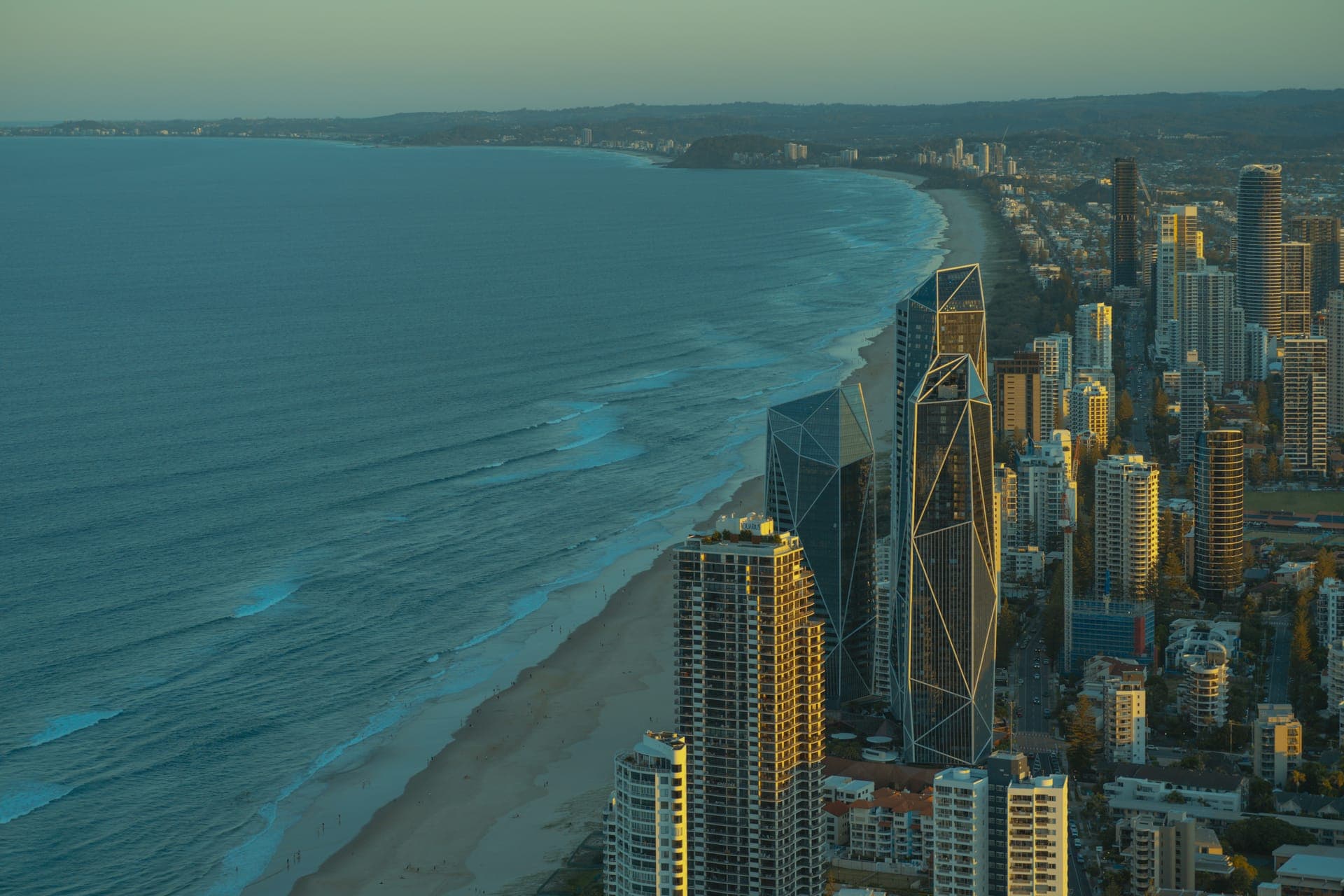 The Gold Coast skyline and coastline, PVC fencing delivered from Coomera to Currumbin.